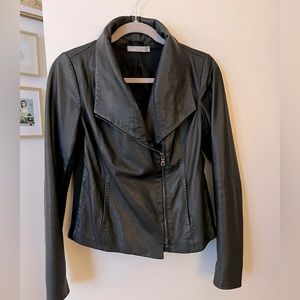 Vince black leather jacket size Small